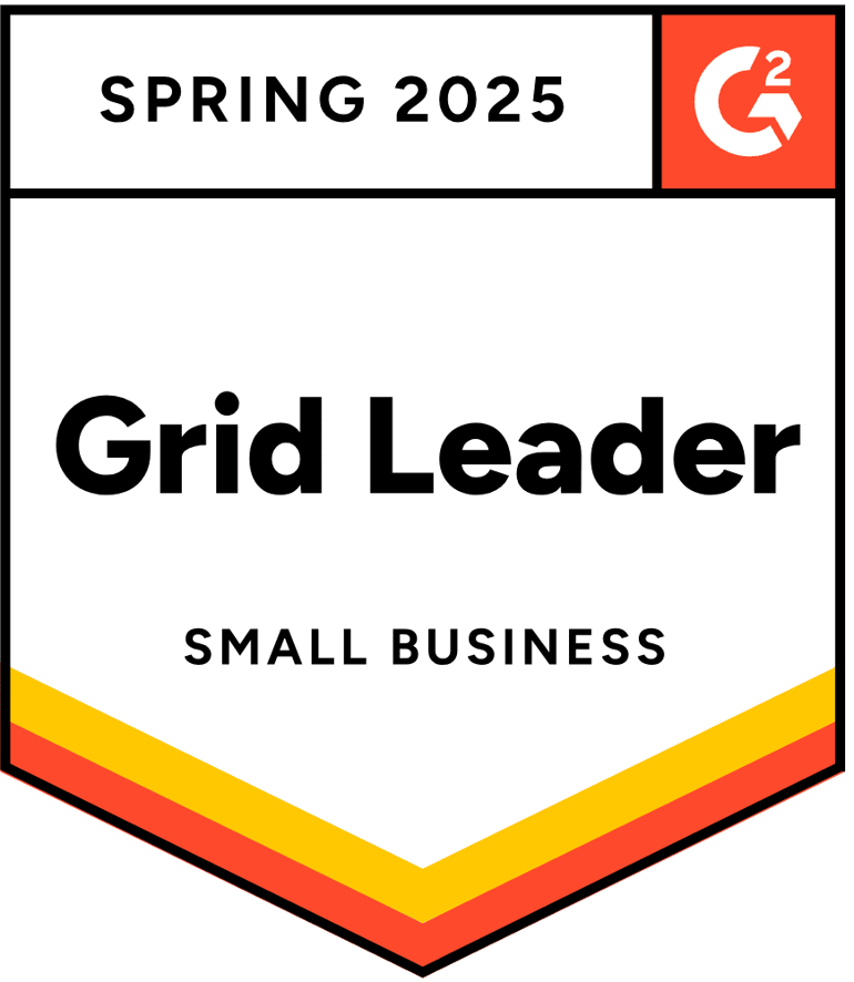 G2 badge: Leader, Small Business, Summer 2023